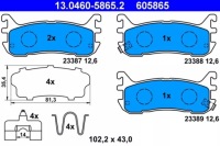 фото thumb №2, 13.0460-5865/ate тормозные колодки тормозной. mazda mx5 00-05 задняя ate