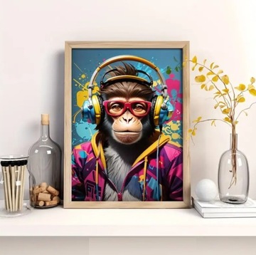 Plakat A3 Ellivex Goryl Małpa dekoracja pokoju plakaty na ścianę BEZ RAMKI