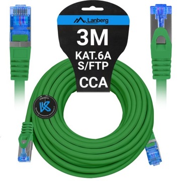 Кабельная локальная локальная лан RJ45 CCA Ethernet Cat. 6A Cat S/FTP 3M Lanberg