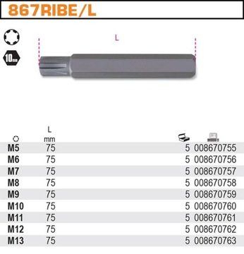 KLUCZ KOŃCÓWKA BIT BITY 10 MM RIBE BETA DŁUGA M 11