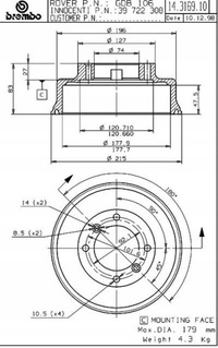 фото thumb №3, Барабан гальмо. austin rover innocenti
