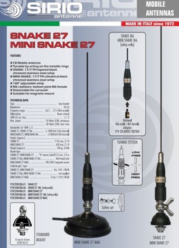 Антенна SIRIO MINI SNAKE M6 CB 65см VOLVO MAN SCANIA
