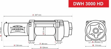 Dragon Winch Wyciągarka elektryczna 12V 3000 lbs / 1360 kg | DWH3000HD