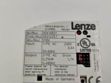 Инвертор Lenze E82EV251_2B (00414831) 0,25 кВт 0–480 Гц