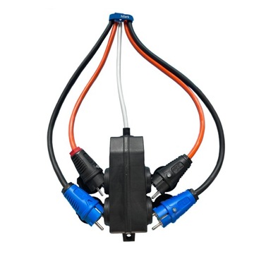 H05VV-F 3x2,5 Удлинитель 25 м с черной ветвью 4 гнезда IP44