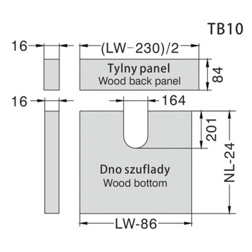 Крышка сифона для ящиков TB10 Systembox AMIX, MB GTV, Blum и других ящиков, серая