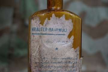 Старая аптечная бутылка, стеклянная этикетка