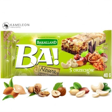 БАХ! ЗЕРНОВОЙ батончик 5 ОРЕХОВ 40г BAKALLAND Кешью Итальянский Миндаль Фундук