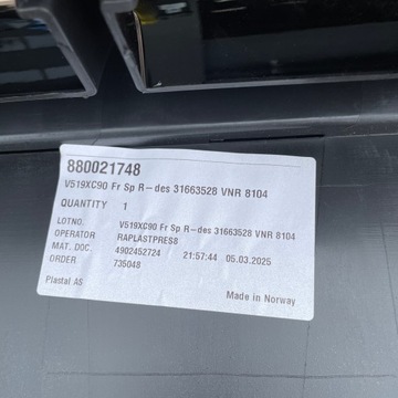 фото thumb №14, Решітка бампера спойлер volvo xc90 ii r-design 31663528 оригінал нова