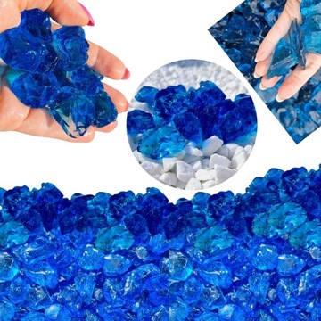 GRYS KAMIEŃ SZKLANY OZDOBNY DEKORACYJNY NATURALNE SZKŁO SKY BLUE 2kg 3-5cm