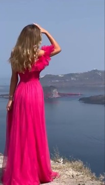 Milagros ФУКСИЯ ПЛАТЬЕ ДЛИННОЕ ПЛАТЬЕ на свадьбу L