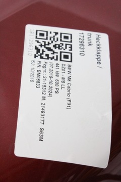 фото thumb №5, Крышка зад багажника bmw g14 f91 m8 cabrio lip c1x