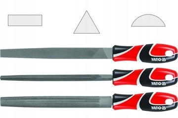 YATO ZESTAW PILNIKÓW DO METALU PŁASKI TRÓJKĄTNY PÓŁOKRĄGŁY 250MM 3EL YT6237
