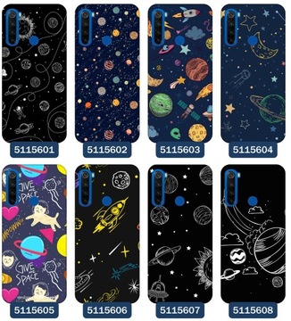 Etui do Xiaomi Redmi Note 8T Wzory Kosmos Ziemia Księżyc Planety Statek UFO