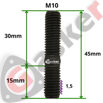 Винт Шпилька выпускного коллектора M10x30 DIN 835 + ГАЙКА