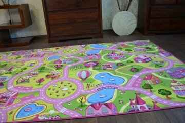 Dywan dziecięcy SWEET TOWN DLA DZIEWCZYNKI ULICZKI MIASTO DROGI 100x400 cm