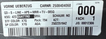 фото thumb №10, Audi q3 83a 83f ii 085q бампер перед переднє s-line x7g lx7g 4xpdc камера