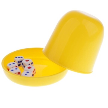 Чашка для кубиков 80 x 95 мм с 6 кубиками для Yatzee Yellow