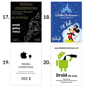 Etykiety na wódkę Weselną SWÓJ NAPIS śmieszne x10