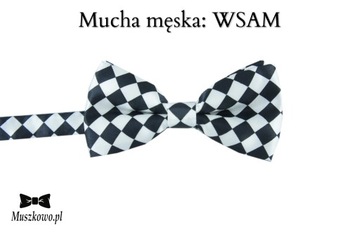Szelki i muszka męska SZACHOWNICA BIAŁO-CZARNE
