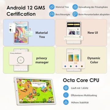 Планшет 10,1 дюйма, восьмиядерный процессор, 4 ГБ, 64 ГБ, Android 12.0, 4G LTE, Wi-Fi-клавиатура