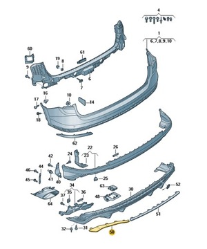 фото thumb №1, Планка декоративна бампера зад права авто rsq3 aso