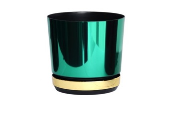 12 Цветочный горшок DUO GREEN, блестящее ЗОЛОТОЕ основание.