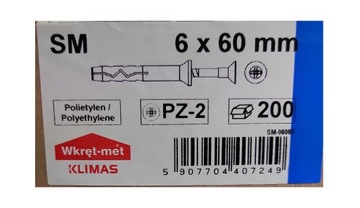 Штифты для быстрого монтажа SM 6x60 с завинчиванием WKRĘT-MET 200 шт.