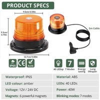 фото thumb №2, Лампа попереджувальна strobo kogut led 12-24v магніт 40 led