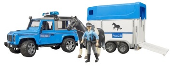 Police Bruder Land Rover с прицепом для перевозки лошадей и фигурками 02588