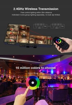 НАБОР 4x RGB RGBW RGBCCT LED TRIPS КОНТРОЛЛЕР ЗОНА 3 в 1 + ЧЕРНЫЙ ПУЛЬТ ДУ