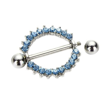 2 szt. Zawieszka na sutki Mamilo Pierścionki Piercing 4 Style Kwiat Niebieski Rhinestone