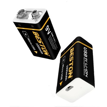 Аккумулятор microUSB 9 В, 1000 мАч 6F22 6LR61 522 E-BLOCK R9 + кабель питания