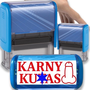 PIECZĄTKA NIEBIESKA AUTOMATYCZNA NAPIS KARNY KU*AS GADŻET ŚMIESZNA