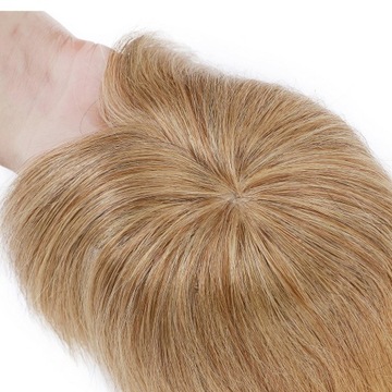 NATURALNE Grzywką Damski Tupet Topper Jasny Popielaty Blond/Bleach Blond