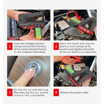 JUMP STARTER ROZRUCH BOOSTER POWERBANK LATARKA MŁOTEK KABLE ZESTAW 22000mAh