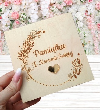Pamiątka Komunii Świętej + różaniec grawer KOMPLET