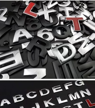 1 szt. 3D Metal 45mm 25mm DIY litery alfabetu godło numery chromowane