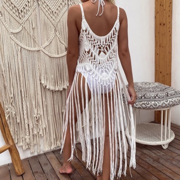PAREO PLAŻOWE LETNIA TUNIKA BOHO SUKIENKA PLAŻOWA ZWIEWNA NARZUTKA NA PLAŻĘ