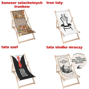 Leżak z Okazji Dnia Taty Prezent Drewniany Ogrodowy Plażowy Klasyczny GIFT