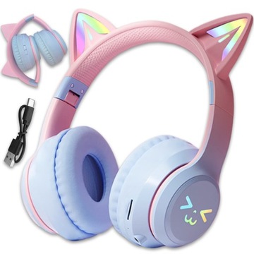 БЕСПРОВОДНЫЕ НАУШНИКИ BLUETOOTH CAT EAR ДЛЯ ДЕТЕЙ НАКЛАДНОЙ МИКРОФОН