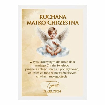 CHRZEST ŚWIĘTY PODZIEKOWANIE DLA MATKI CHRZESTNEJ OJCA CHRZESTNEGO RAMKA A4