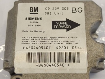 Контроллер модуля подушки безопасности 09229303 5WK42926 Opel Siemens