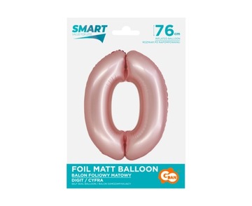 Balon foliowy Smart Cyfra 0 j. różowa matowa 76 cm