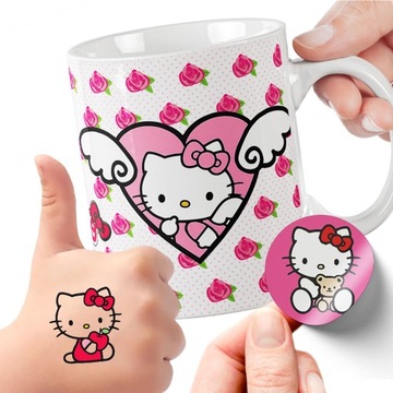 ПОДАРОЧНЫЙ НАБОР КРУЖКА ДЛЯ ДЕТЕЙ ТАТУ НАКЛЕЙКИ HELLO KITTY КАЧЕСТВО
