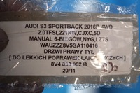 фото thumb №10, Audi s3 8v a3 дверь задняя правый obtarte цвет lz7s 5 дверь 2016r 8v4833052b