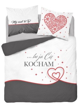 POŚCIEL dwustronna LOVE serce 200x220 + 2POSZEWKI