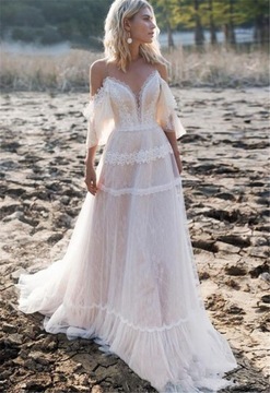 SUKNIA ŚLUBNA boho LINIA-A ROMANTIC 42 XL 12