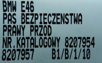 фото thumb №8, Bmw 3 e46 coupe pas безопасности сиденье правый перед 8207954 8207957