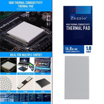 Silikonowa podkładka termiczna Smarownica 14,8 W/ do chłodnic procesora LED 85x45x1,0mm
